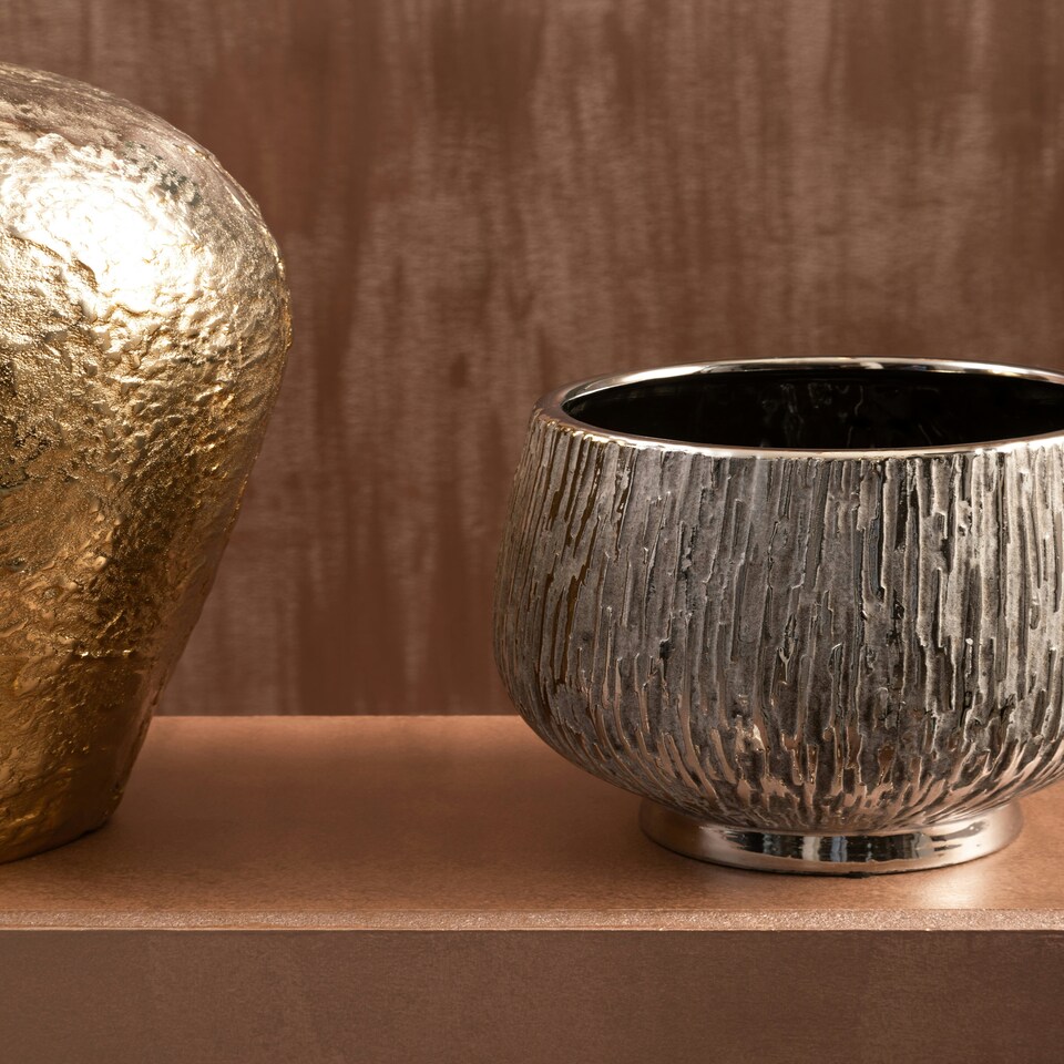 image 1 of Hesper Small Silver Ceramic Planter Silver