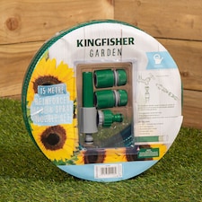 15m Garden Hose and Spray Nozzle Set | Green | Green
