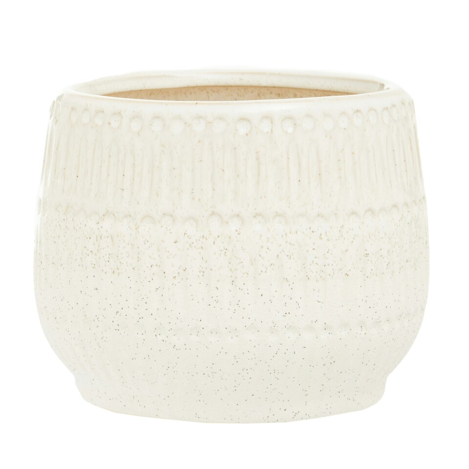 image 1 of Interiors by Premier Indoor Planter, Handcrafted Stoneware with Glazed Surface, Indoor Planter with Drainage Holes for Plants White