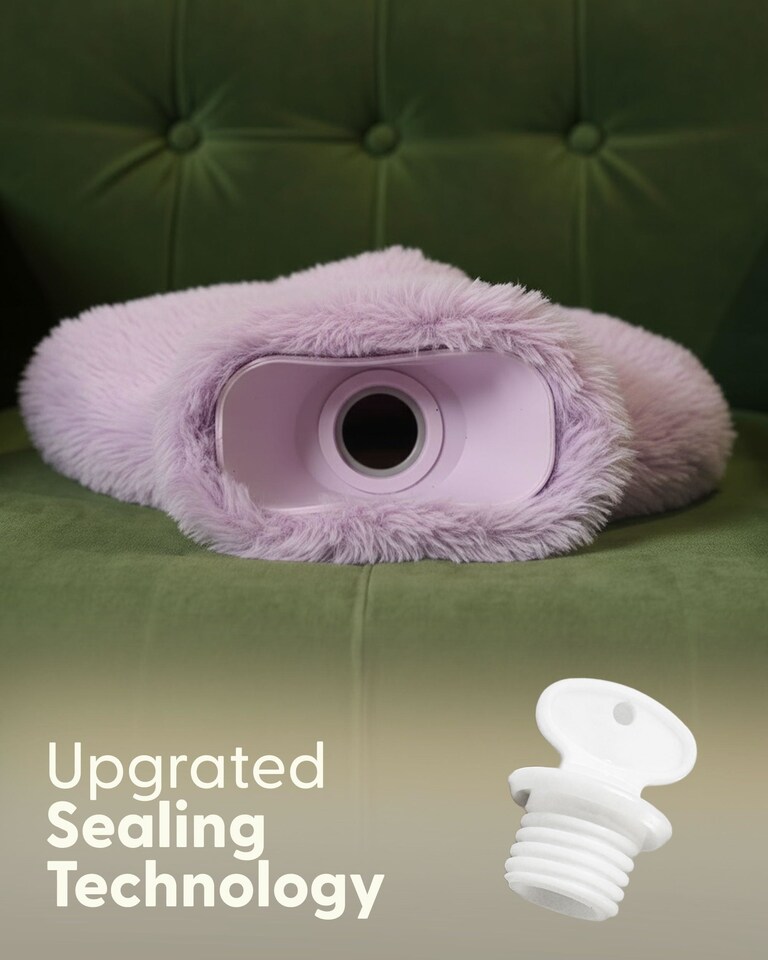 image 1 of Keplin Fluffy Faux Fur Hot Water Bottle 2 Litre with Hand Warming Cover
