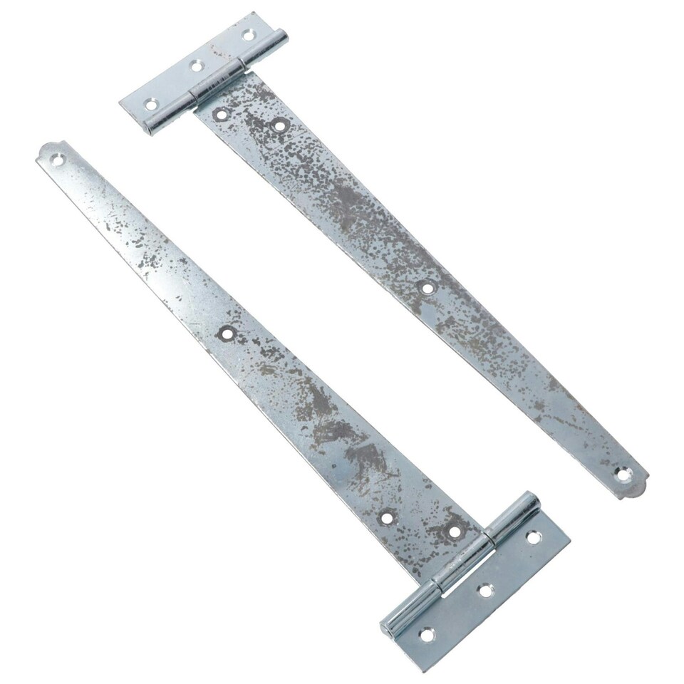 image 1 of 12in / 300mm Heavy Duty T Tee Hinges For Shed + Garden Gates Zinc Plated 4pc Silver