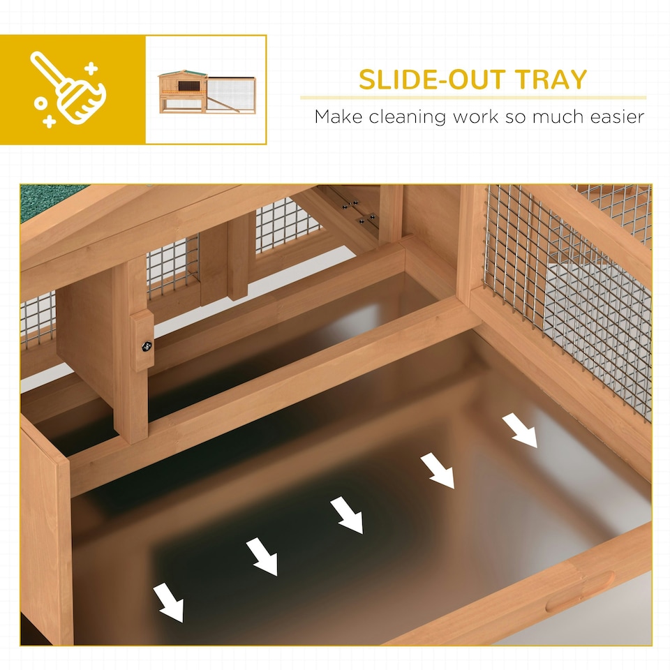 image 1 of PawHut Rabbit Hutch, Guinea Pig Hutch 2 Tier with Run for Outdoor Garden