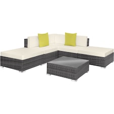 Garden Furniture Set Paris - modular corner sofa set with coffee table, thick cushions | Grey | grey | 75 x 75 x 60 cm | 1