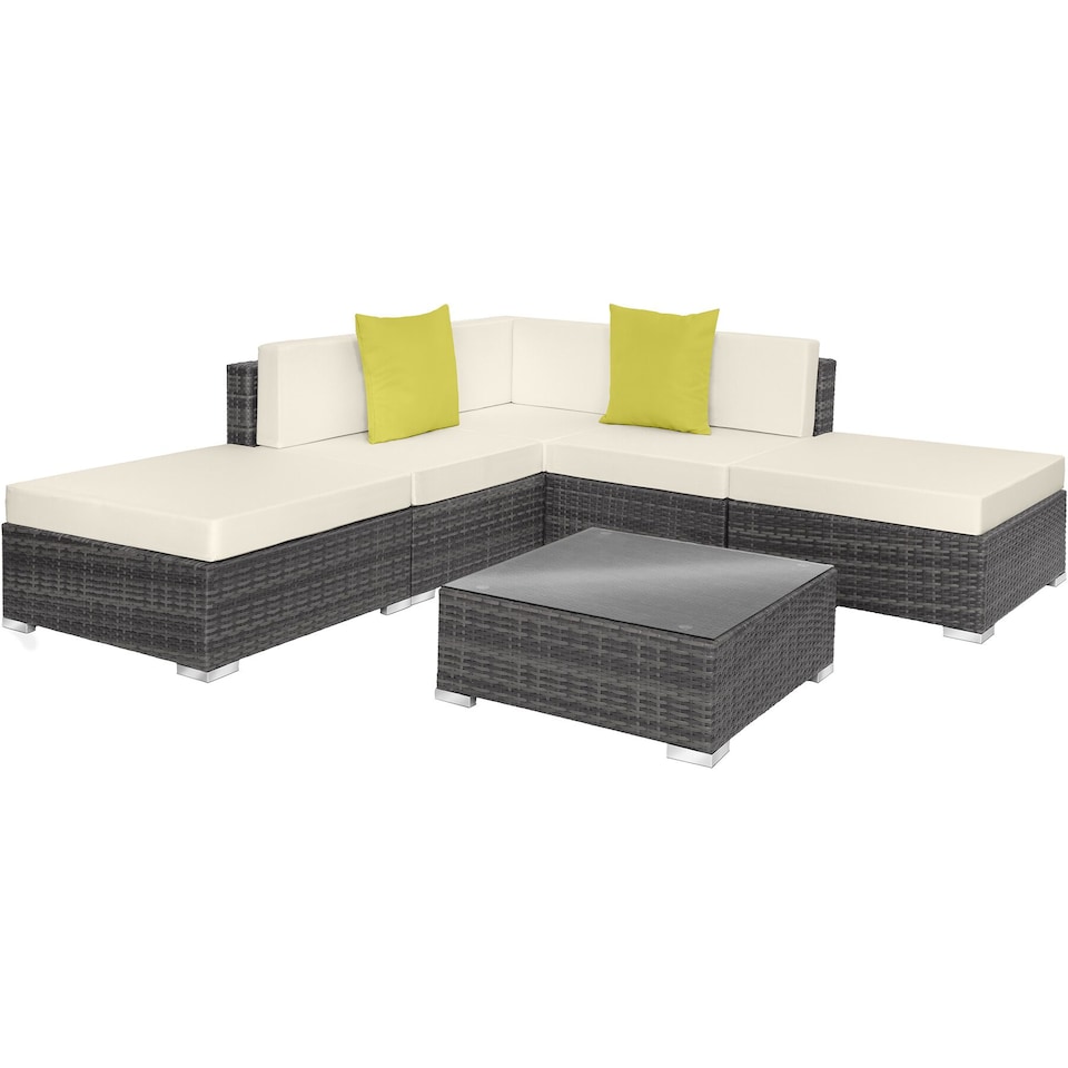 image 1 of Garden Furniture Set Paris - modular corner sofa set with coffee table, thick cushions | Grey | grey | 75 x 75 x 60 cm | 1