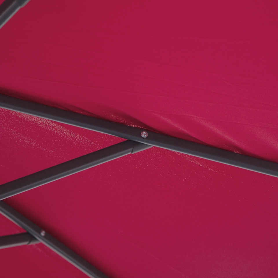 image 1 of Outsunny 3m Garden Banana Parasol Hanging Cantilever Umbrella with Crank Handle and Cross Base for Outdoor, Sun Shade, Wine Red