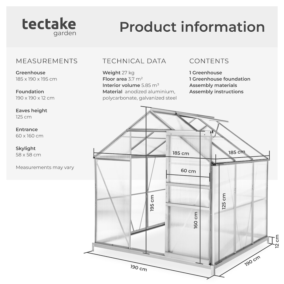 image 1 of Aluminium greenhouse with foundation, UV-resistant