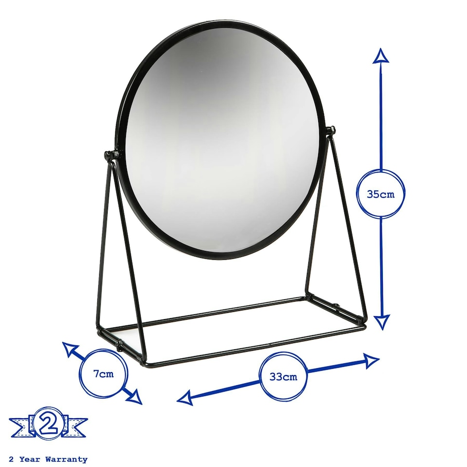 image 1 of Harbour Housewares 33 x 35cm Round Makeup Mirror - Black Black