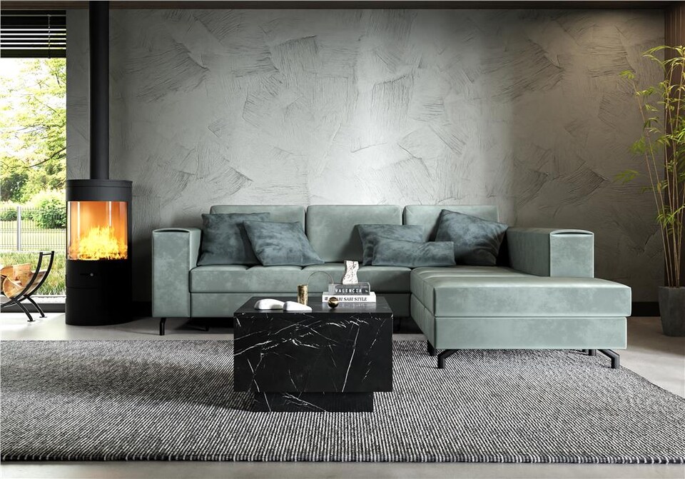 image 1 of Moon Marble Coffee Table Lift Up Square Storage Lamp Table - Black 600x400mm