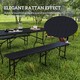 image 3 of Outsunny Folding Picnic Table and Bench Set, Rattan Effect Portable Camping Table and Chairs with Carrying Handles for Indoor Outdoor, Dining, Camping, Picnic, BBQ, Party, Black
