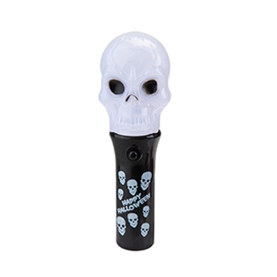 Skull Halloween Light Up Black Plastic Wand