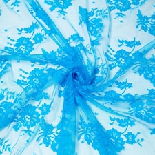 Turquoise Chantilly Tulle Lace Fabric for Bridal, Dressmaking, 130cm / 51" Wide - per metre