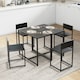 image 8 of HOMCOM 3 Piece Dining Table Set with Metal Frame, Black | Black | Black | 1