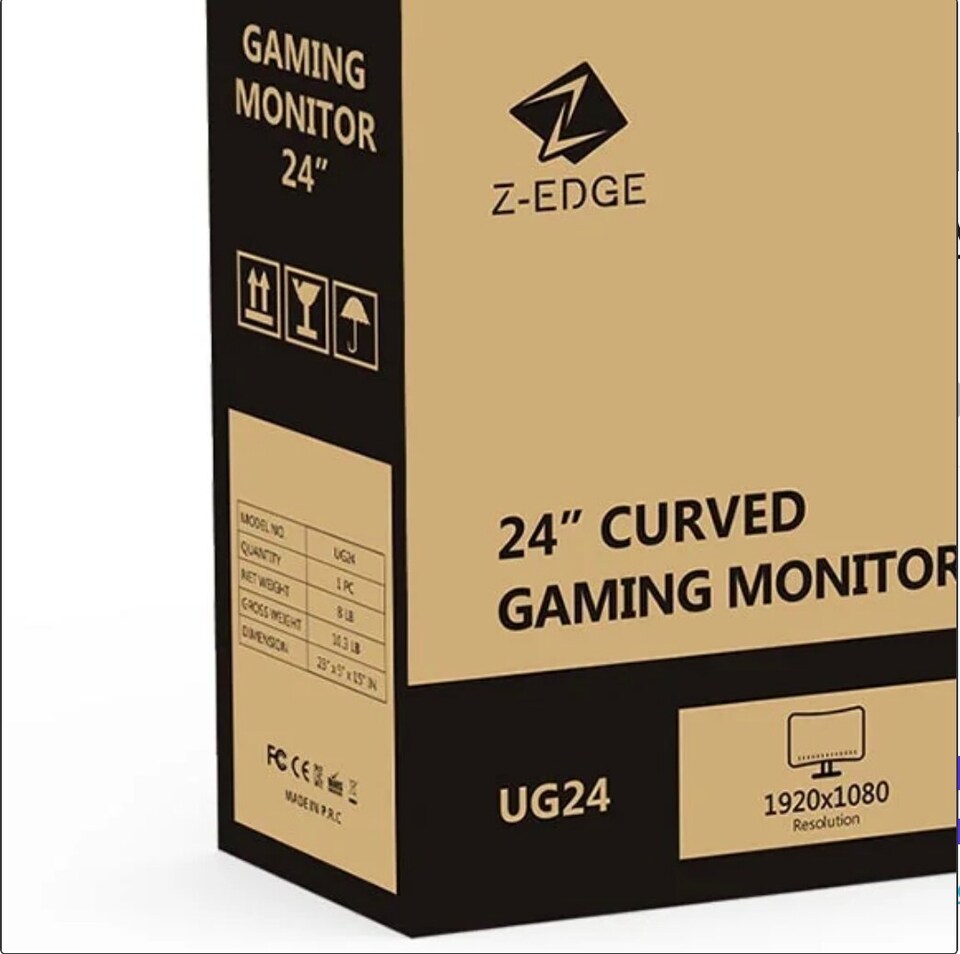 image 1 of Z-Edge 24 Inch Curved Gaming Monitor 200Hz 1ms MPRT, 16:9 Full HD 1080P LED Monitor, VA Panel,  FreeSync, HDMI & DisplayPort - Black | Black | 1