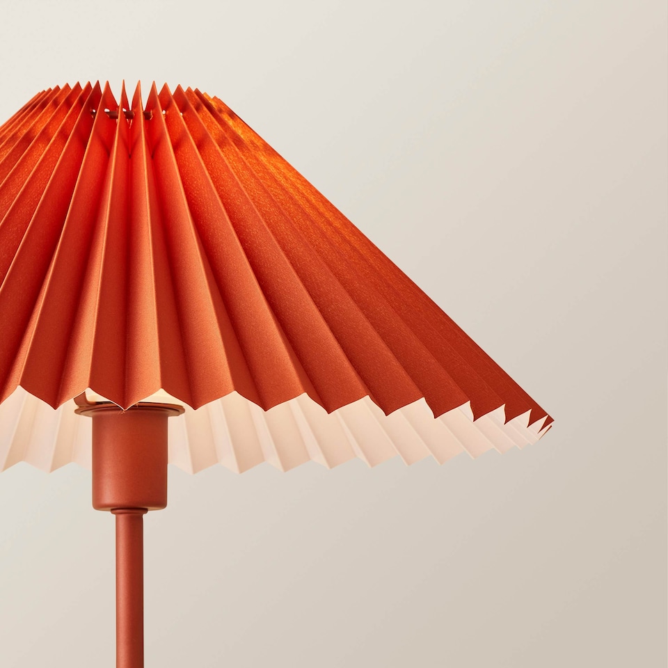 image 1 of ValueLights Akira Burnt Orange Pleat Shade Side Table Lamp & Bulb | Orange