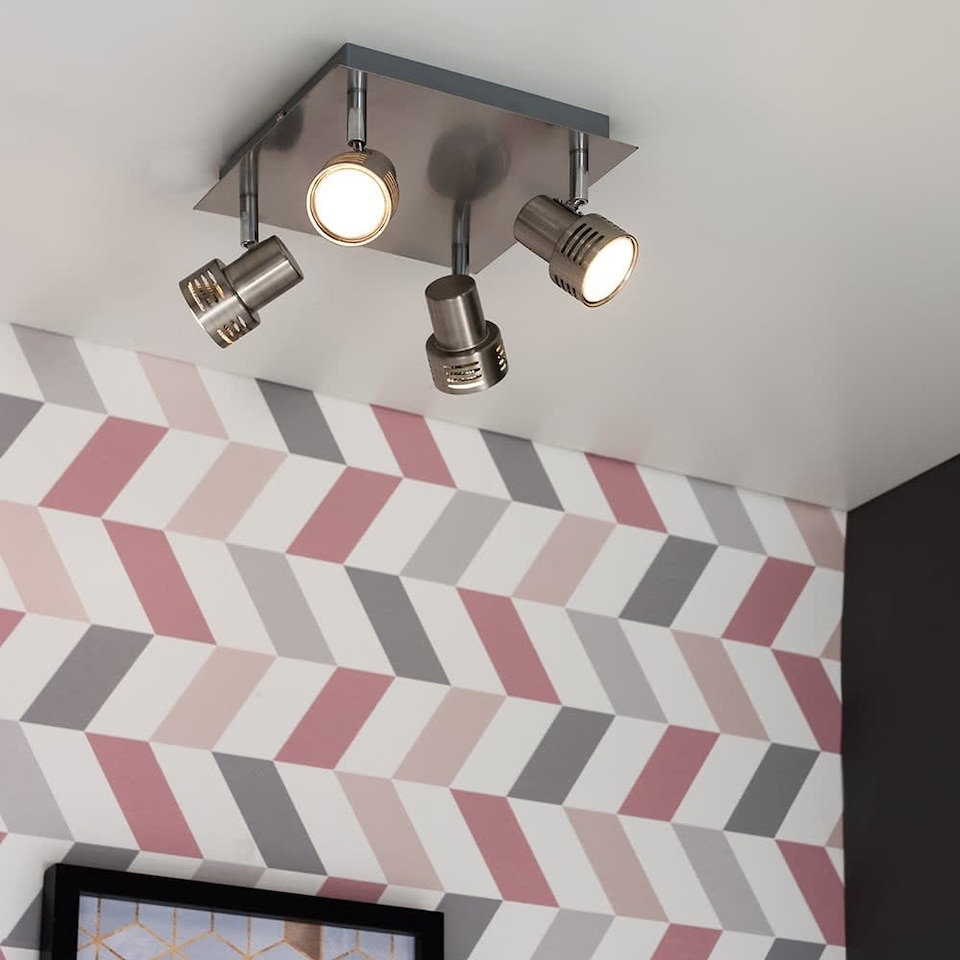 image 1 of ValueLights Touch Square Brushed Silver Spotlight and Cool White Bulb