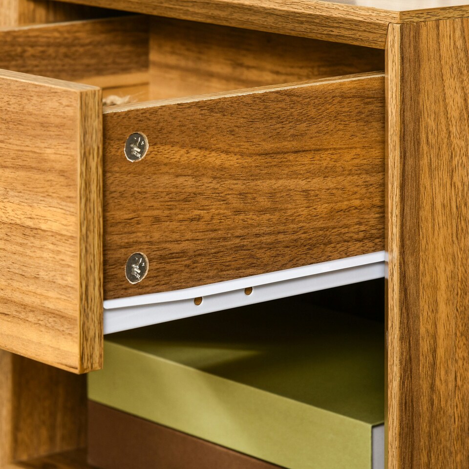 image 1 of HOMCOM Bedside Table Storage Organizer Side Table with Drawer and Shelf Bedroom