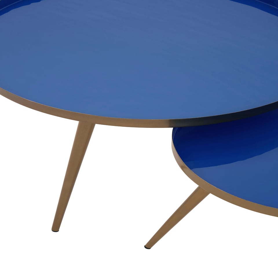 image 1 of Amira Blue Enamel Nest Of Two Tables. Blue