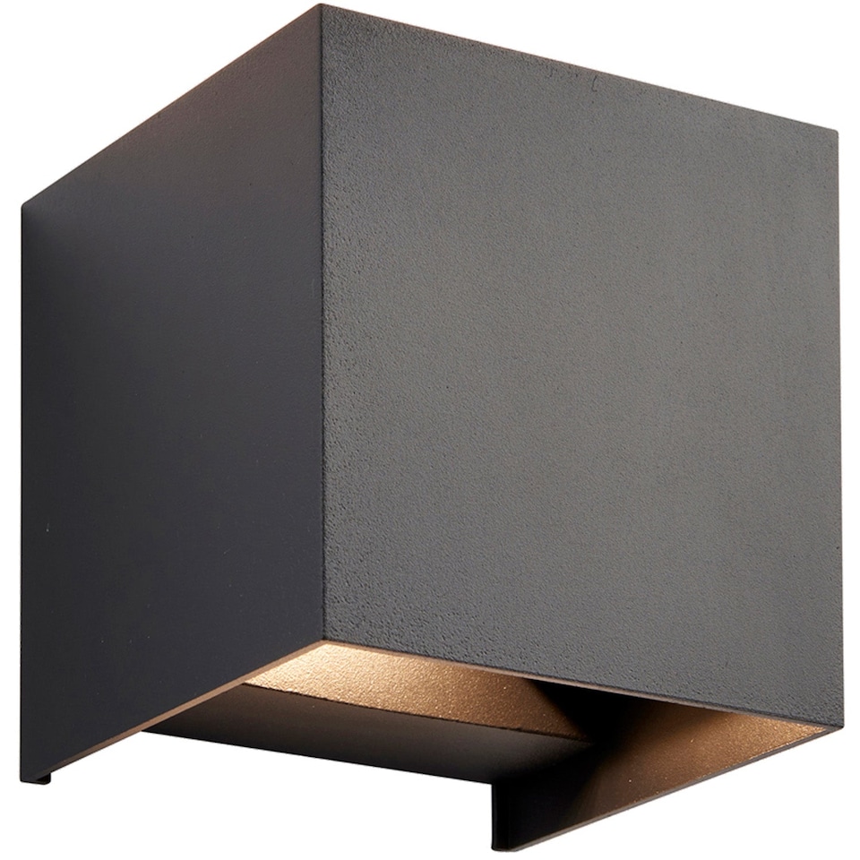 image 1 of 2 PACK Twin Outdoor IP44 Cube Wall Light - 2 x 5.5W CCT LED - Matt Black