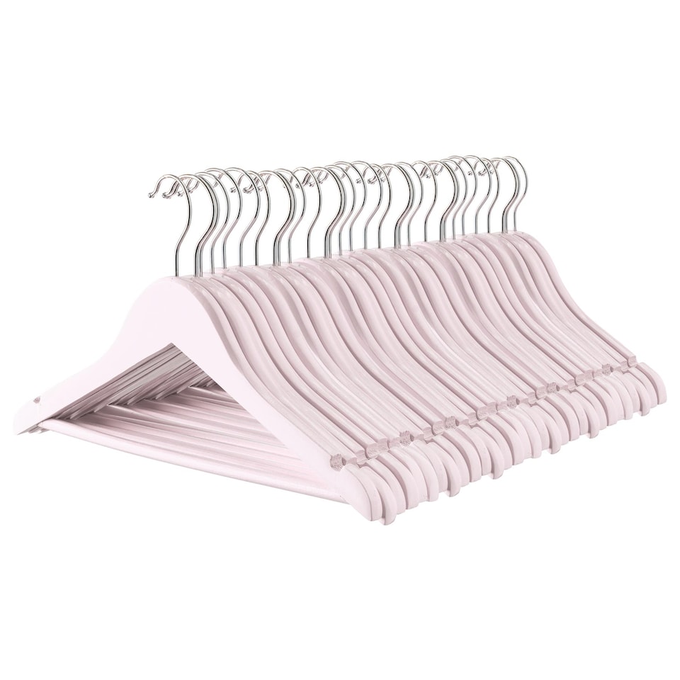 image 1 of Harbour Housewares Wooden Children's Coat Hangers - Light Pink - Pack of 30
