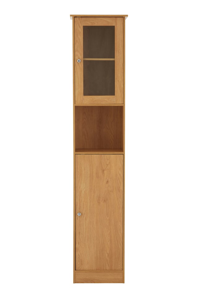 image 1 of Portland Tall Oak Veneer Cabinet | Cream