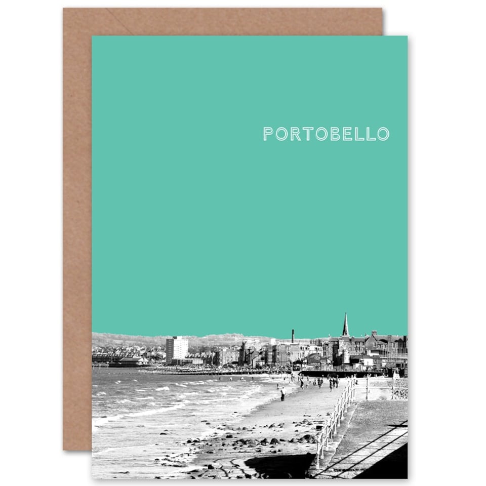 image 1 of Portobello Edinburgh Scottish Landmark Teal Scottish Scotland Card