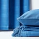 image 5 of Homescapes Cotton Rajput Ribbed Blue Cushion Cover - 60 x 60 cm | Blue | Blue | 60 x 60 cm