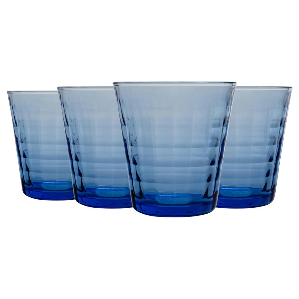image 1 of Duralex Prisme Drinking Glasses - 220 ml Tumblers for Water, Juice - Blue - Pack of 4 Blue