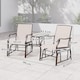 image 5 of Outsunny Outdoor Double Glider Rocking Chairs with Glass Top Middle Table, Metal Gliding Love Seat Conversation Furniture with Breathable Mesh Fabric Seat, for Garden, Patio, Brown
