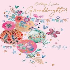 Words 'n' Wishes Traditional Granddaughter Birthday Card, Have a Lovely Day, Floral Butterfly Design