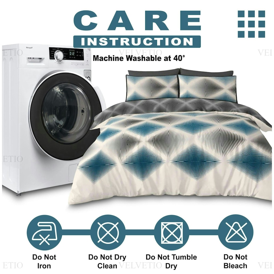 image 1 of VELVETIO Rama Complete Duvet Cover Set with Fitted Sheet Soft Printed Bedding Bedset Multi | Single