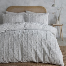 Serene Crinkle Stripe Duvet Cover Set White