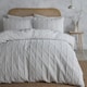 image 1 of Serene Crinkle Stripe Duvet Cover Set White