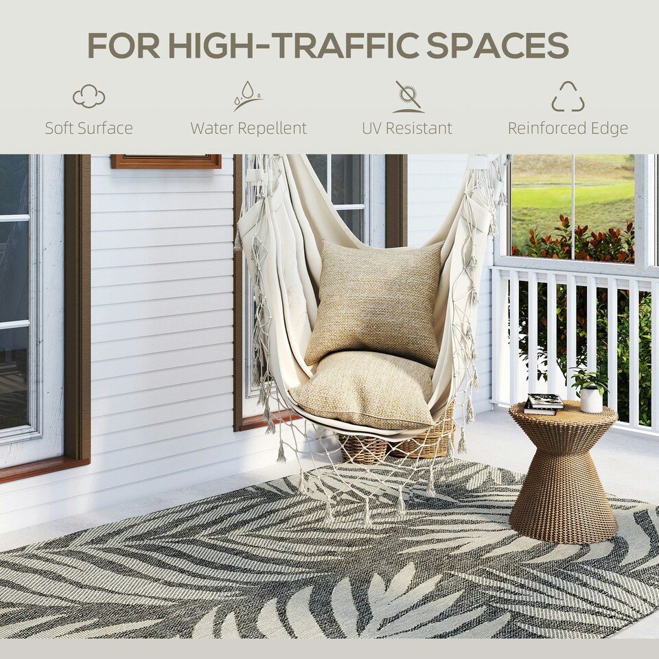 image 1 of HOMCOM Easy-Cleaning Machine Washable Area Rug for Patio, Garden, Grey Grey