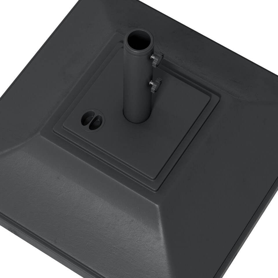image 1 of Outsunny 60kg Square Parasol Base with Wheels Fillable Plastic Umbrella Stand | Black | Black