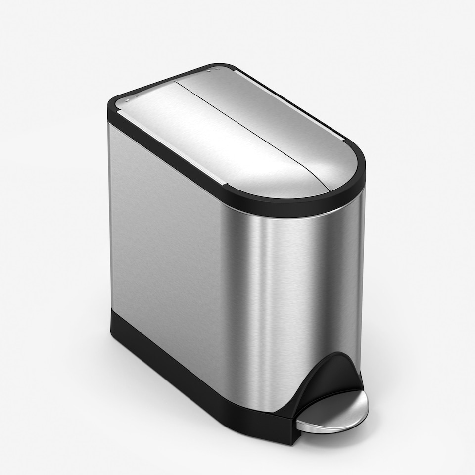 image 1 of Simplehuman 10L Slim Butterfly Bathroom Bin, Brushed Stainless Steel