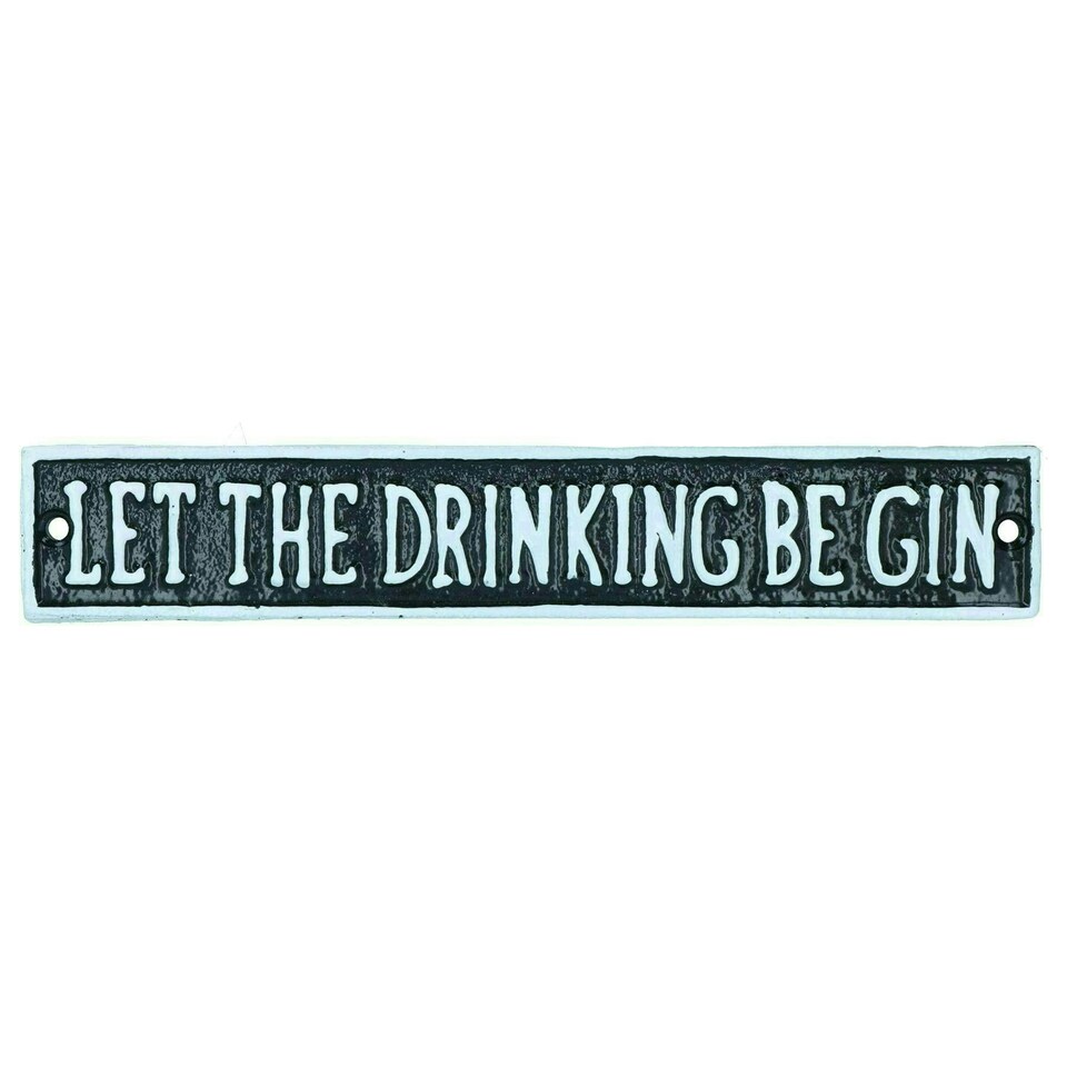 image 1 of Let The Drink Be Gin Cast Iron Sign Plaque Wall Door House Cocktail Pub Bar