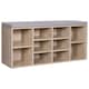 image 1 of 10-Compartment Shoe Storage Bench Cabinet with Cushion Seat, Oak Colour