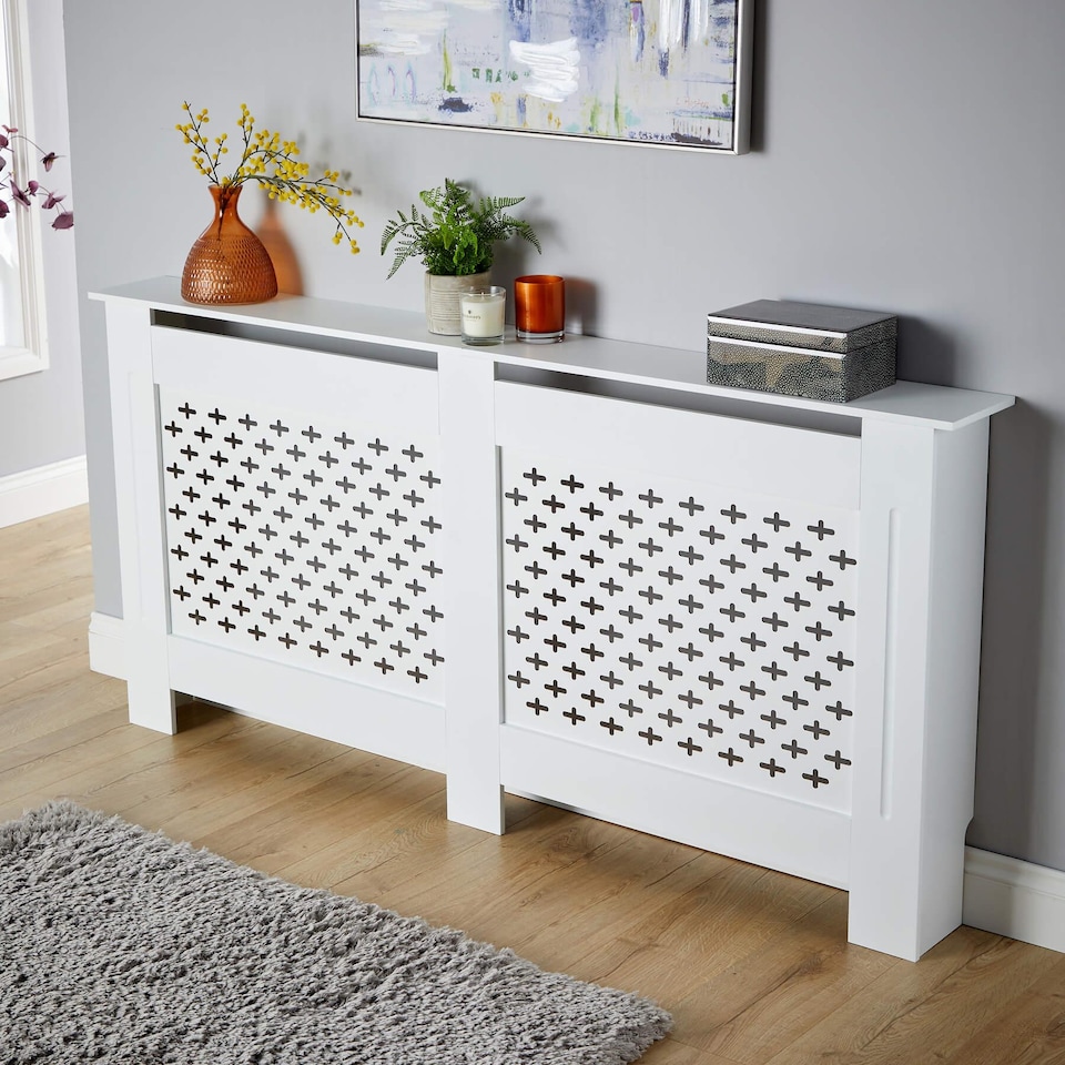 image 1 of Extra Large Radiator Cover MDF Wooden Home Decor Modern Design | White