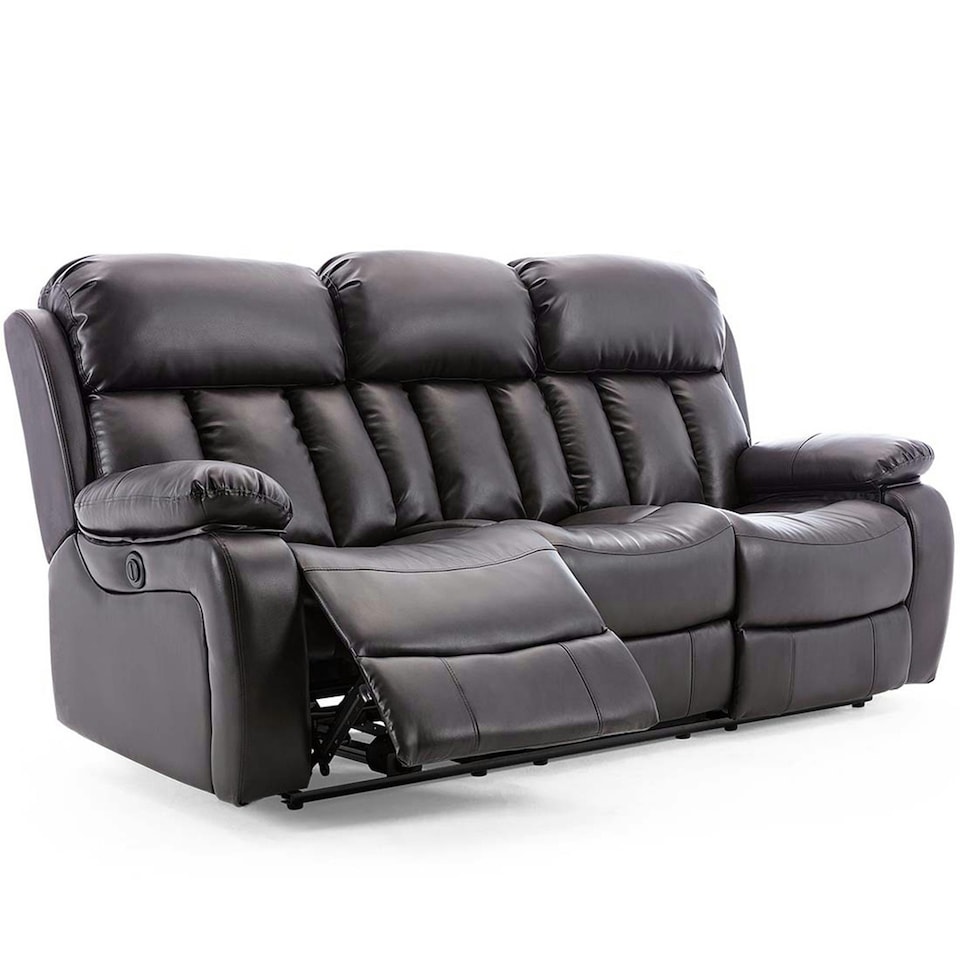 image 1 of Chester 3 Seater Electric High Back Bonded Leather Recliner Sofa (Brown)