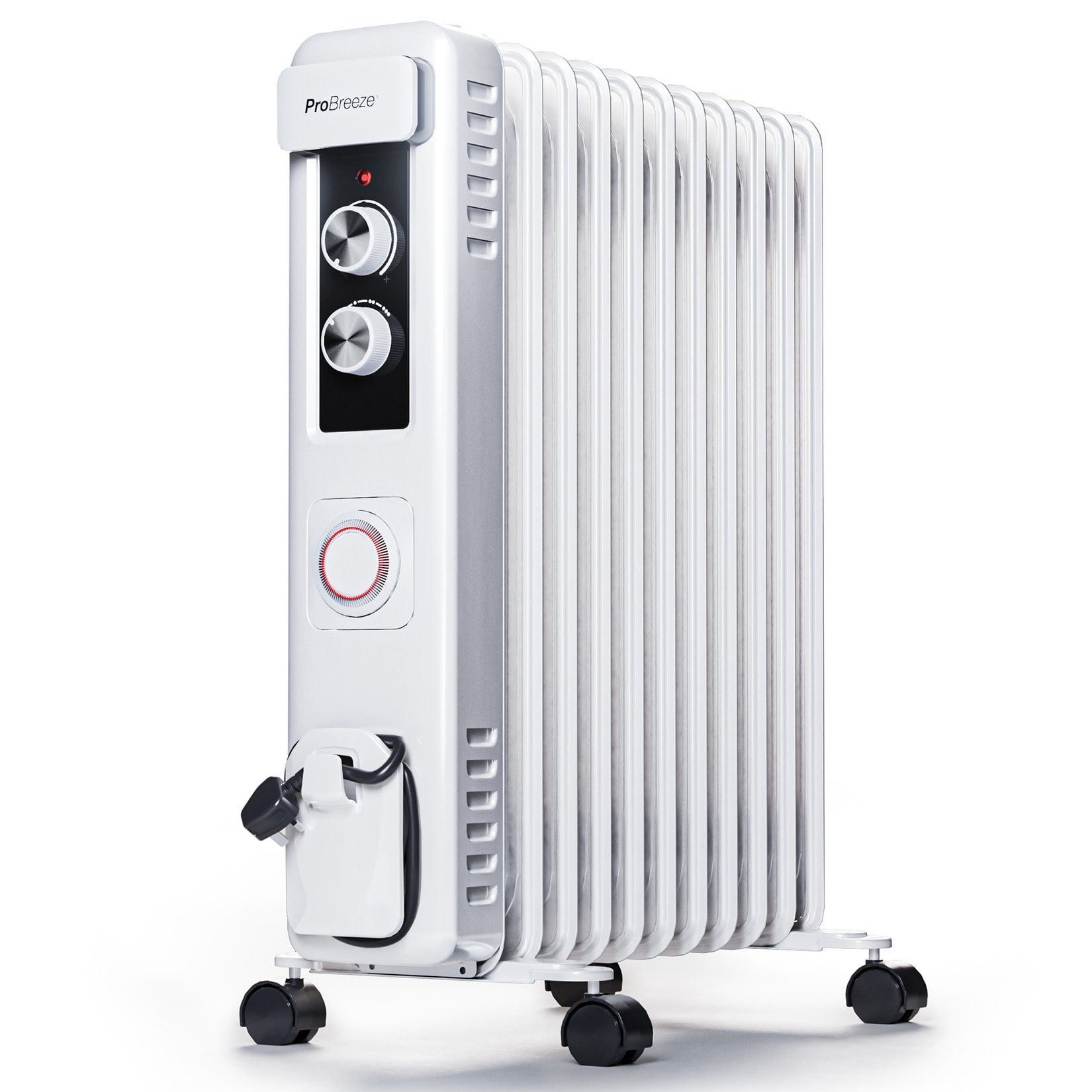 Pro Breeze 2500W Compact Oil Filled Radiator Heater with 11 Fins and Thermostat Control