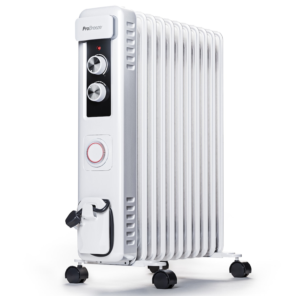 image 1 of Pro Breeze 2500W Compact Oil Filled Radiator Heater with 11 Fins and Thermostat Control