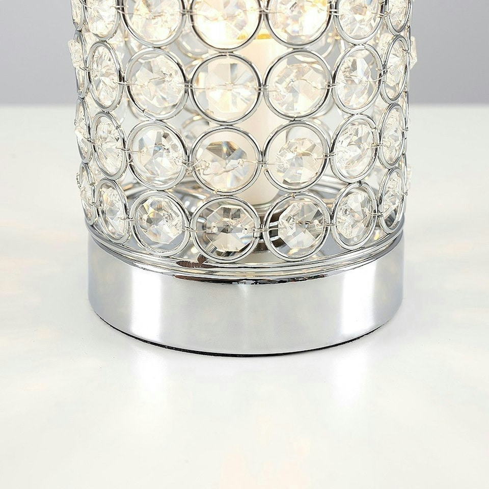 image 1 of ValueLights Modern Chrome And Clear Acrylic Jewel Cylinder Touch Table Lamp