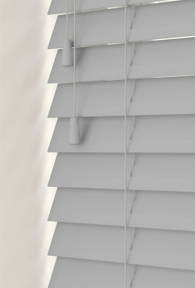 image 1 of Faux Wooden Venetian Blind 45cm x 200cm | Grey | Light Grey