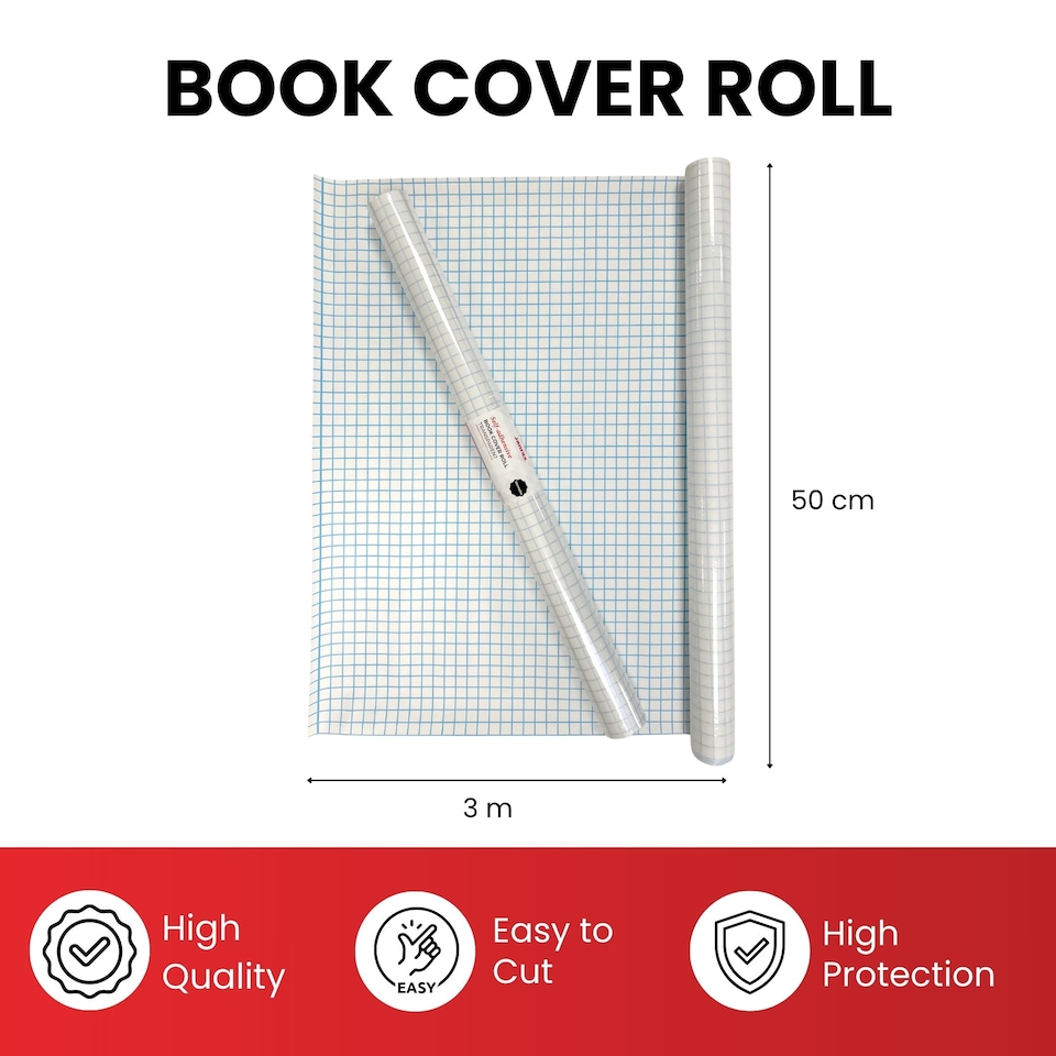 image 1 of Janrax 50cm x 3m Clear Glossy CPP 0.06mm Thick Self-Adhesive Book Cover Roll