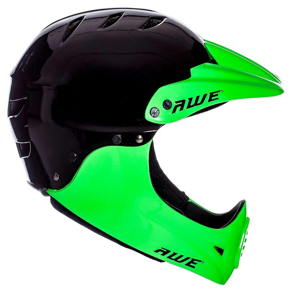image 1 of AWE BMX Junior 16+/Adult Full Face Bike Helmet Black/Green 56-58cm Black | M