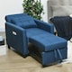 image 2 of HOMCOM Pull Out Chair Bed, Sleeper Chair with Pillow, Side Pockets, Blue