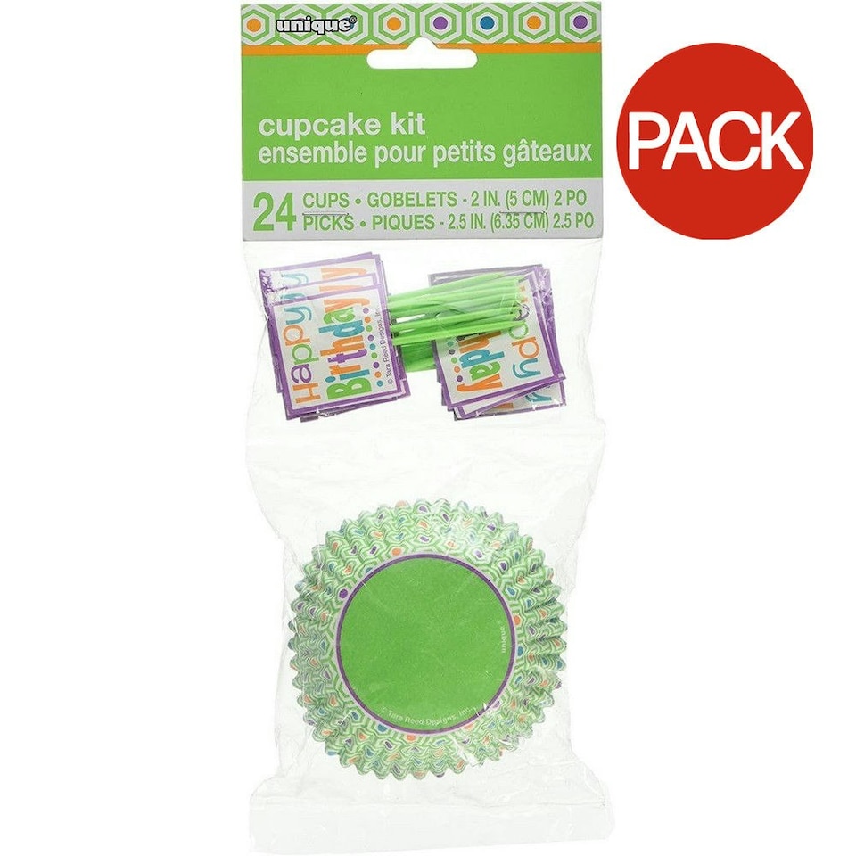 image 1 of Unique Party Polka Dot Birthday Cake Topper Set (Pack of 48) - Citrus - One Size