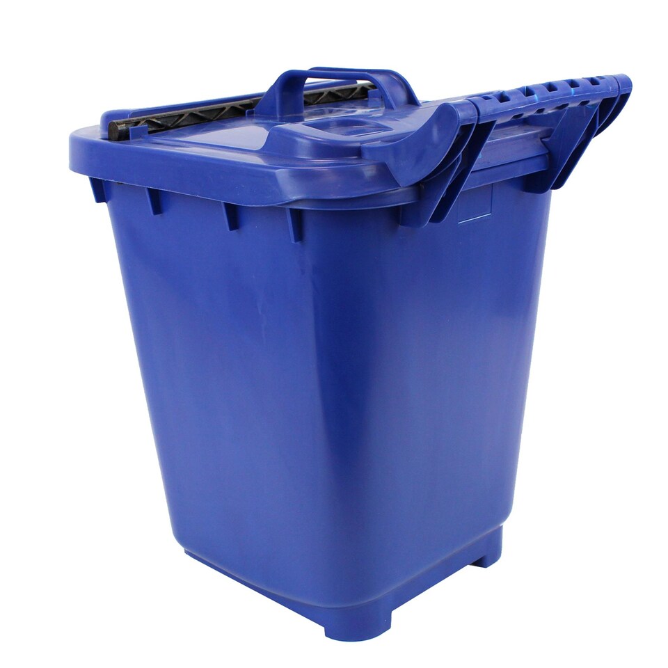 image 1 of Kerbside Compost Caddy with Locking Lid - Blue - for Food Waste Recycling (23 Litre) - Plastic Bin with Composting Guide