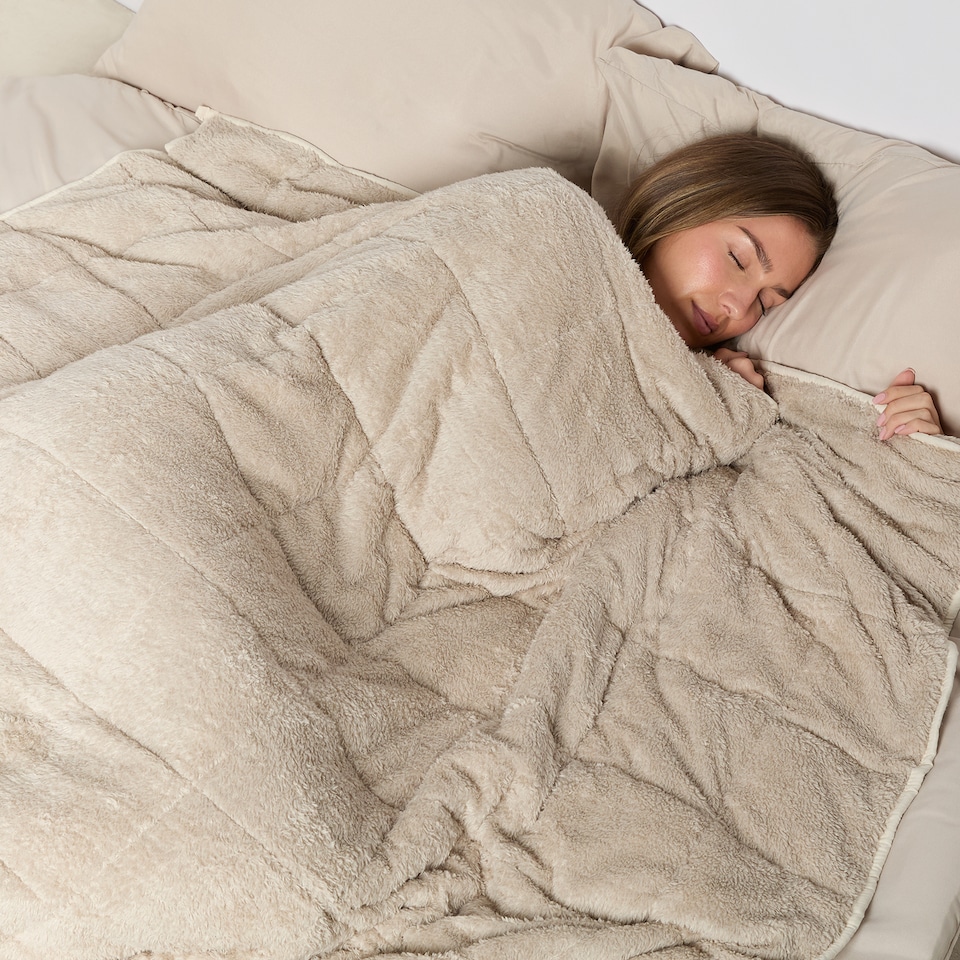 image 1 of OHS Teddy Fleece 6kg Weighted Blanket Sensory Sleep Therapy 125 x 180cm