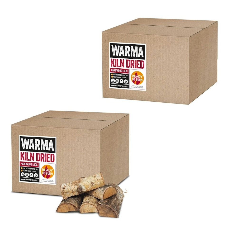 image 1 of Warma Hardwood Silver Birch Firewood Logs - 2 x 23L Boxes